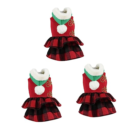 POPETPOP 3 STK Haustier-Hund-Weihnachts-verwandlungskostüm Welpen-Outfits Süße Hundekostüme Santa Hundekostüm Weihnachtshaustierkleid Hund Weihnachtstuch Polyester Haustier Hund Mit Kapuze von POPETPOP