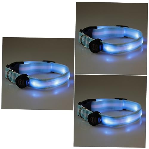 POPETPOP 3 Stück Haustiere Sicher Haustier- Haustier-Dekoration Nylon-Gurtband Haustier- Nylon-Led-Hunde-Nacht-Sicherheitshalsband Blaues Led-Halsband von POPETPOP