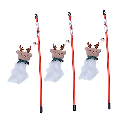 POPETPOP Lustige Weihnachten Katze Teaser Zauberstäbe 3pcs Katze Weihnachten Spielzeug Interaktive Haustier Katze Training von POPETPOP