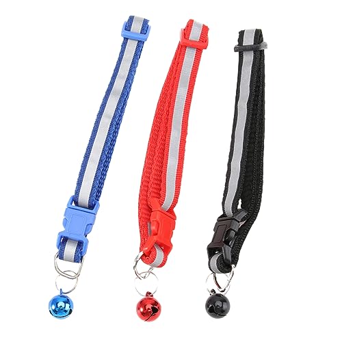 POPETPOP Verstellbares Haustierhalsband Hundehalsband 3 Stück Reflektierendes Haustierhalsband Verstellbares Hundehalsband Leuchtendes Hundehalsband Reflektierend Die Glocke Hundehalsband von POPETPOP