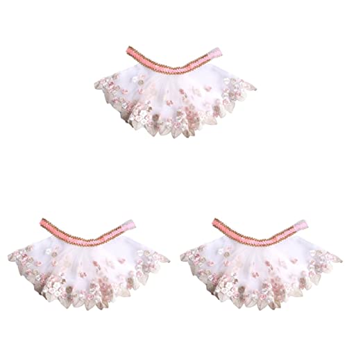 POPETPOP 3 Stücke Floral Dekorativ Hund Halskette Zubehör Garn Tier für Outfit Brautbedarf Weißes Kleid Elegante Bekleidung Spitze Umhang Tuch Kätzchen Design Kragen Welpe Rosa von POPETPOP