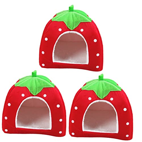 POPETPOP Welpenbett 3 Stücke Hundebett Haustier Schlafbett Haustier Warmes Haustier Liefert Zelt Outdoor Warme Pad Rotes Hundebett Haustierbetten von POPETPOP