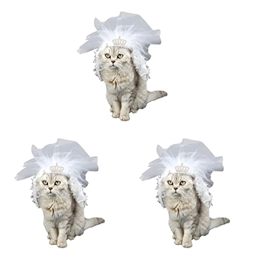 POPETPOP 3 STK Von Welpen Hochzeitsschleier Katze Hund Hochzeitsschleier Katze Hochzeitskleid Katze Hochzeitsschleier Hund Hochzeitsoutfit Hund Katze Prinzessin Brautjungfer Weiß Ring von POPETPOP