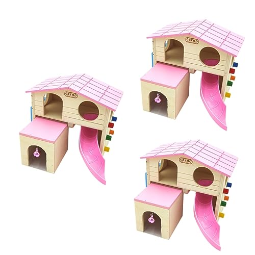 POPETPOP 3st Hamsterhaus Spielplatz Betthamster Kleines Tier Einstreu Für Hamster Kleintierversteck Spielzeug Für Rennmäuse Hamsterkäfige Winziges -kit Hölzern Suite Meerschweinchen von POPETPOP