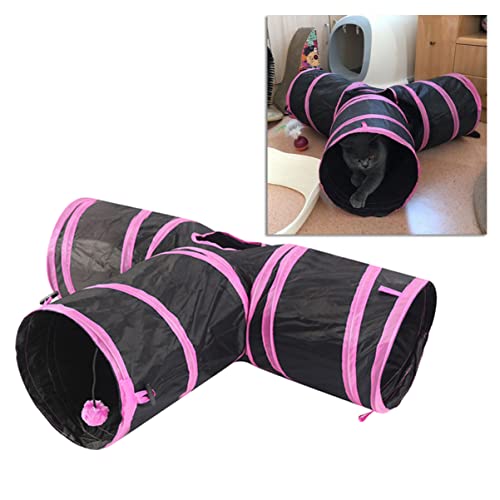 POPETPOP 3 für Haustiere für Kätzchen Katzenspielzeug Katzentunnel im Freien Interactive cat Toy interaktives cat Toys Tunnelspielzeug für Katzen Pet-Tube- Rosa von POPETPOP