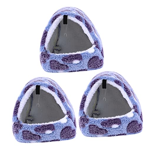 POPETPOP 3Pcs Hamster Aufhänger Winter Mit Papagei Thermohütte Süße Warme Hängematte Für Hamster Tiere Lila Bett Nagetiere Segelflugzeug Wand Wärme Schlafen Wärmen L Vlies Halterung Käfig von POPETPOP