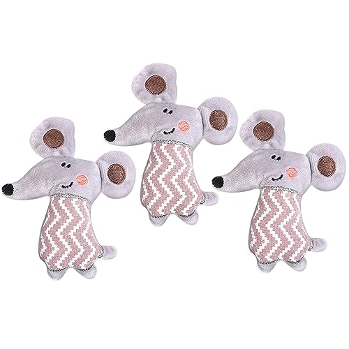 POPETPOP 3St Plüsch interaktives wohnzimmerdeko Spielzeugset cat Toy katzenspielzeuge für Katzen katzenspielzeig Catnip Katze Plüschmaus Grey von POPETPOP