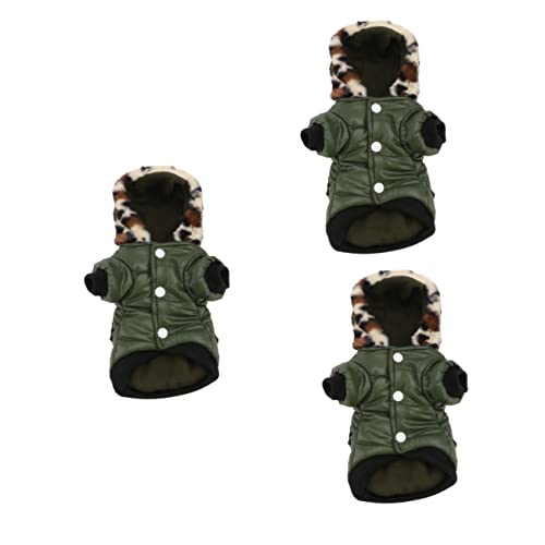 POPETPOP 3st Welpenkleidung Hundebekleidung Hundevlies Hundemäntel Haustier-Overall Kapuzenpullover Für Hunde Haustierkleidung Welpen-Outfits Hündchen Militärmantel von POPETPOP