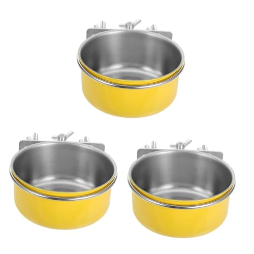 POPETPOP 3St Futternapf für Papageien Vogelkäfig Stainless Steel Easy putz Futterspender für Sittiche Kleiner Vogelfutterhalter drinnen Wasserschale Speisebecher Lieferungen Kaninchenfutter von POPETPOP