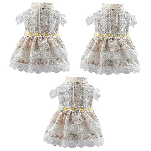 POPETPOP 3st Geblümtes Prinzessinnenkleid Blumen Hund Sommerkleid Süße Hundeoutfits Hundekleid Weiblich Haustier-Prinzessin-Kleid Katzenbekleidung Für Haustiere Welpe Rania Polyester Bichon von POPETPOP