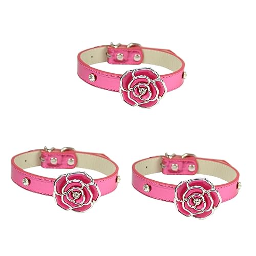 POPETPOP 3St Strass Halskette Rose Haustier-Halskette Kragen Halskette Haustier Haustier-Tags Halsketten eine Halskette Hund Halskette Rosen Halsband Zubehör Rosa von POPETPOP