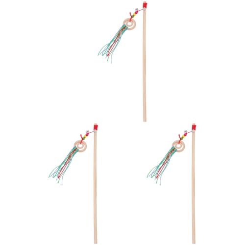 POPETPOP 3st Katzen-Teaser Kitten Interaktive Sticks Katze Fisch Spielzeug Kätzchen Neckendes Spielzeug Katzenspielzeug Aus Holz Selbstspielendes Katzenspielzeug Hölzern Feder Lipgloss von POPETPOP