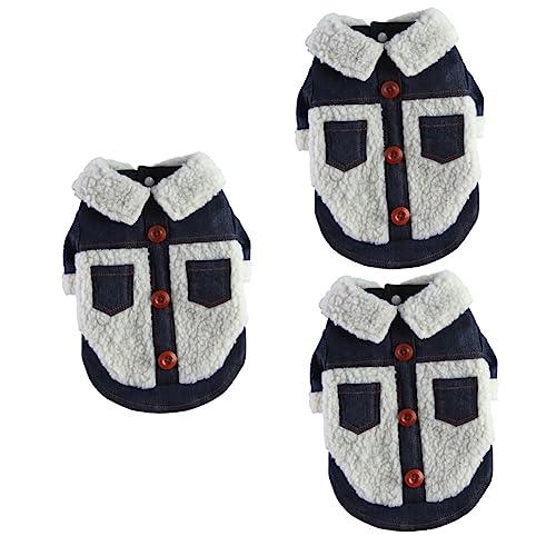 POPETPOP 3st Kleidung Für Haustiere Warmes Winter-hundekostüm Stylische Hundejacke Warme Kleidung Für Hunde Haustier Wintermantel Winterjacken Für Hunde Trim Mantel Polyester Hündchen Jeans von POPETPOP