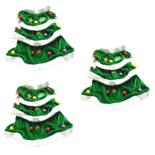 POPETPOP 3St Weihnachtshundekostüm Weihnachtswelpenumhang Katze Cosplay-Anzug Hunde-Outfit Kleidung Mäntel Hundekleid in Weihnachtsbaumform Haustierkleid für Party Hündchen Mantel Rock Hase von POPETPOP