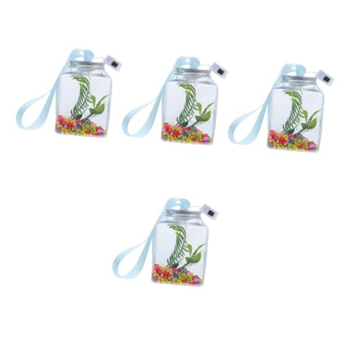 POPETPOP 4 Sätze Bruchsicheres Goldfischbecken Kämpfendes Aquarium Geführtes Aquarium Tischfischbecken Betta-Fisch-Aquarium -Aquarium Büro-Aquarium Aquarium Licht Goldfischglas Abs von POPETPOP