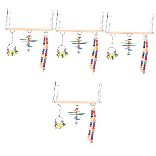 POPETPOP 4 Sätze Papageienschaukel Hölzern Kauschaukel Aus Holz Nymphensittich Spielzeug Kauen Spielzeug Für Vogelschredder Hühnerleiterspielzeug Vogelspielplatz Vogel Liefert Pfingstrose von POPETPOP