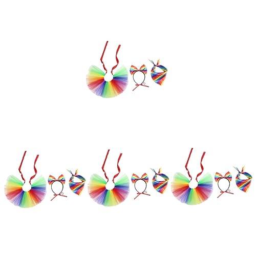 POPETPOP 4 Sets Pride-Monatsdekorationen Bandanas Für Kleine Hunde Regenbogen-Tutu Hundeschleife Stirnband Dackel Gay-Pride Regenbogen-Bandanas Kostüm Hunde-Tutu Pride-Hund von POPETPOP