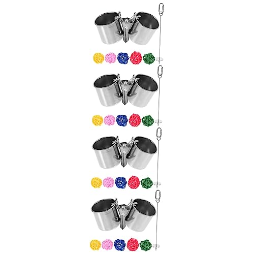 POPETPOP 4 Sätze Vogelfutterbecher Vogelfütterungsbecher Vogelfutterschale Barsch Vogelhäuschen Vogelnäpfe Für Käfig Futternapf Für Vögel Vogelfrucht Rostfreier Stahl Teller Tasse Papagei von POPETPOP