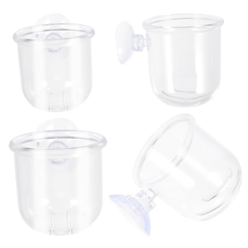 POPETPOP 4 Stück Futterspender Für Würmer Becher Für Fenster Pool Fische Haustiere Aquarien Netz Set Tankbecherhaken Aquarium Ornamente Behälter Für Lebensmittel Köder von POPETPOP