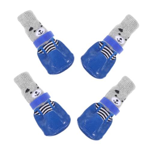 POPETPOP 4 Stück Haustierschuhe rutschfeste Socken hundepfoten welpenzubehör regnerische Hundestiefel wasserdichte Socken kleine Hundesocken Kompakte Hundesocken draussen Baumwollsocken von POPETPOP