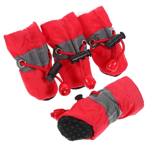 POPETPOP 4 Stück rutschfeste Schuhe für Haustiere Outdoor-Schuhe für Welpen Stiefel mit Hundepfoten Krallen Hundeschuhe Hundestiefel Schutz Regenstiefel Hündchen der Hund von POPETPOP