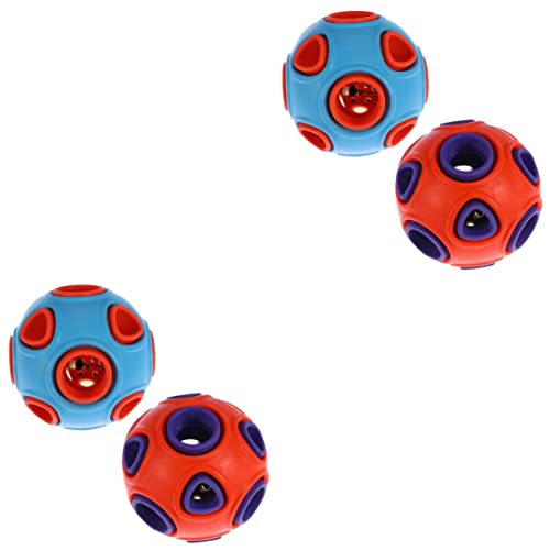 POPETPOP 4-TLG. Glöckchen Puzzle Hündchen Spielzeug Balltraining Interaktion Interaktiv Bissfestigkeit Zahn für Lila Glöckchen Orange Lustig - Backenzahn mit Kauspielzeug Geschenken Klang von POPETPOP