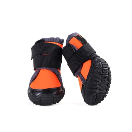 POPETPOP 4er Set Hundeschuhe Für Outdoor Aktivitäten Wärmeisolierte rutschfeste Hundeschuhe Für Mittelgroße Und Große Hunde Orange Größe 90 von POPETPOP