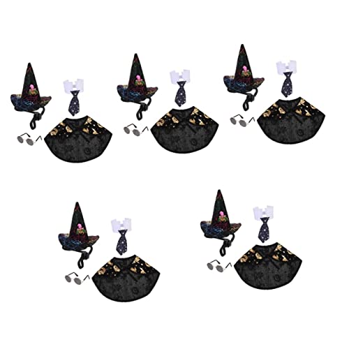 POPETPOP 5 Sätze Halloween-Mantel Halloween-haustierkleid Hündchen Verkleiden Vampir-Bandanas Halloween-hundehemd Katzenumhänge Cosplay Dracula-kostüm Haustier Hut Polyester Kleidung von POPETPOP