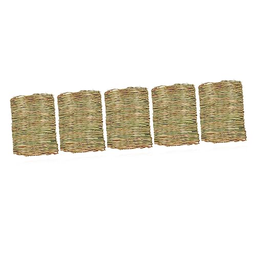 POPETPOP 5 Stück Bettwäsche Gewebtes Gras Haustierbett Ruhekäfigmatte Strohkäfigmatte Natürliches Kauspielzeug Bett Haustierspielzeug Gras Matte Vogel Seegras Matte Für von POPETPOP