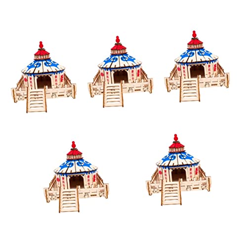 POPETPOP 5 Stücke Guinea Holz Design Hamster Käfig Dekorative Hütte Zelt Springen Spielplatz Erforschung Rennmäuse Aktivität Kammer Ratte Multi Klettern Übung Spielen Igel Schweine Leiter von POPETPOP