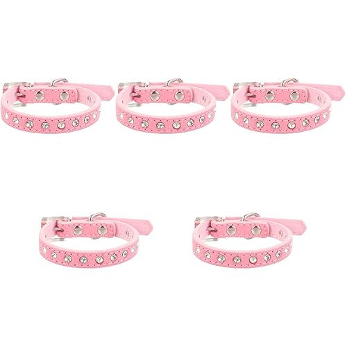 POPETPOP 5-teiliges Hundehalsband Mit Strass-Einlage Haustier-Accessoire Modisches Pu-Halsband Für Hunde Verstellbare Schnalle Leichtes Dekoratives Halsband Für Festliche Anlässe von POPETPOP