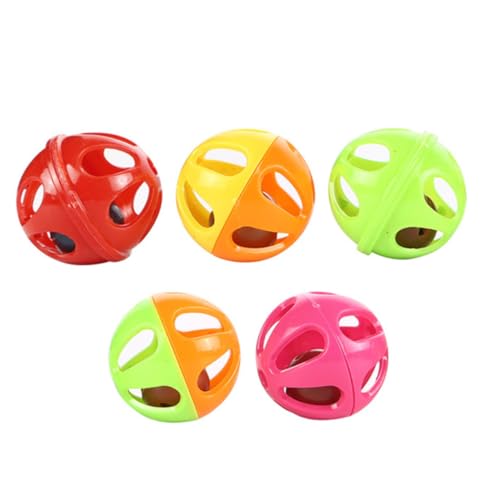 POPETPOP 50 Stücke Lustige Katze Hohl-Out Ball Spielzeug Katze Spielen Teaser Kreative 2 Farben Glocke Ball Spielzeug (gelegentliche Farbe) von POPETPOP