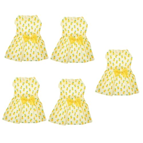 POPETPOP 5st Ananas-Haustier-Kleid Ananas-Kleid Sommerkleider Für Mädchen Mädchen-Outfits Mädchen Sommerkleidung Mädchen Kleider Welpenkleid Rock Polyester Hawaii Krawatte von POPETPOP