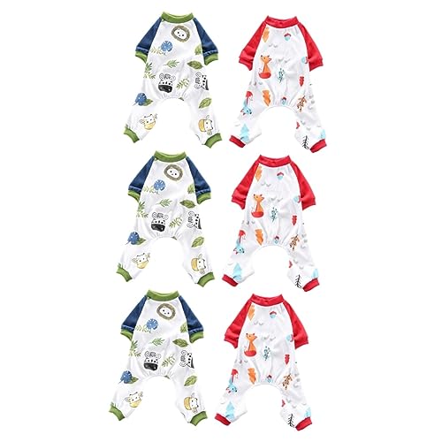 POPETPOP 6 STK Heimkleidung Für Haustiere Hundepyjama Dehnbar Haustier Vier Fuß Pyjama Schlafkleidung Für Hund 4 Beine Haustier Hunde Katzen Pyjamas Nachthemd Cartoon-Hund Baumwolle Overall von POPETPOP