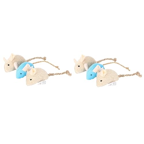 POPETPOP 6 Pcs Katzenspielzeug Mäuse Aufziehbare Interaktive Katzenspielzeug Mäuse Für Hauskatzen Plüschmäuse Spielzeug Haustierspielzeug Beige/ von POPETPOP