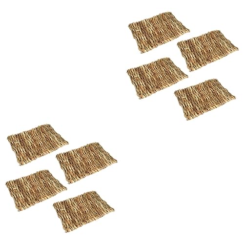 POPETPOP 8 STK Häschen-Gras-Pads Krallenbrett Zum Schleifen Von Kaninchen Geflochtene Strohmatten Grasmatte Für Kaninchenkäfig Hasen-grasbett Einstreu Für Hamsterkäfige Heu Bambus Haustier von POPETPOP