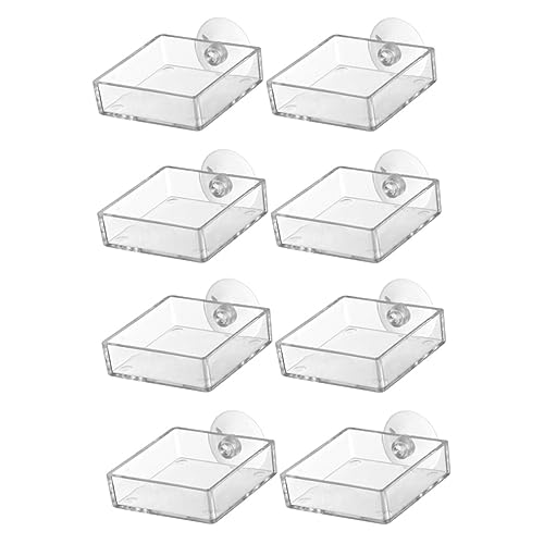 POPETPOP 8 STK Fressnapf Aus Der Luft Behälter Für Fischfutter Geschirrkorb Mit Absaugung Glas Lebensmittelbehälter Futternapf Für Aquarien Garnelen Essen Fisch Und Garnelen Acryl Schnecken von POPETPOP