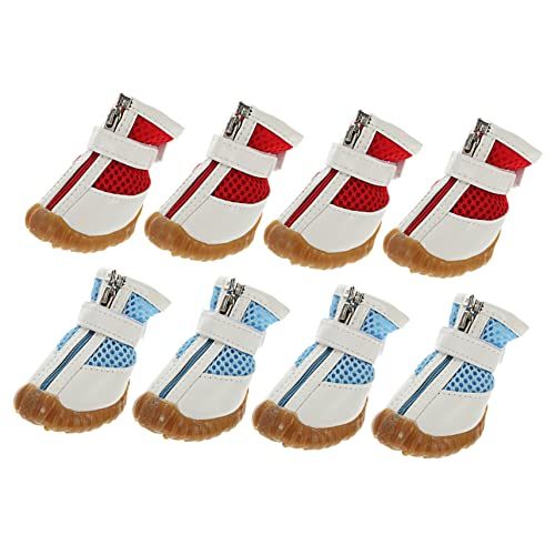 POPETPOP 8St Haustierschuhe Schneeschuhe für kleine Hunde Chihuahua-Booties Stiefeletten hundeschuhe Paws pfotenschutz Mesh-Schuhe für Welpen Haustier-Reißverschlussschuhe Sandwich-Mesh von POPETPOP