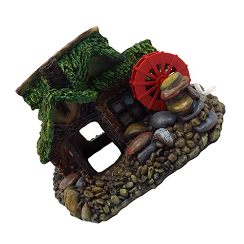 POPETPOP Aquarium Dekoration Aquarium- Dekorationen für Aquarien Aquarium Fischbecken Panzer miniaturen Figuren fee gartendeko Aquarium Landschaftsdekor Wassermühle aus Harz Coffee von POPETPOP