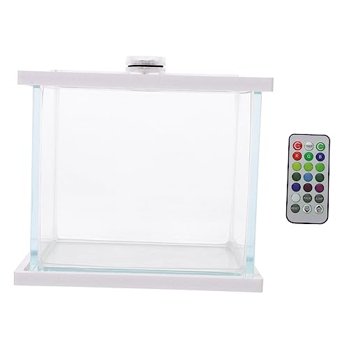 POPETPOP Aquarium hochzeitsdeko hochzeitsdeco wohnraumdeko Home Decor hohzeitdeko Zubehör für die Fischfütterung zu Hause kleine Behälter Luft klares Fischbecken Goldfischbecken Glas Weiß von POPETPOP