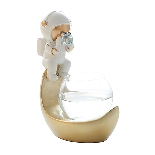 POPETPOP Astronauten-Aquarium Astronaut Terrarienvase Luft Skulptur Blumentopf Blumendekor bürodeko büro Dekoration Raumdekoration Desktop-Dekoration Hydroponische Pflanzvase Glas Golden von POPETPOP