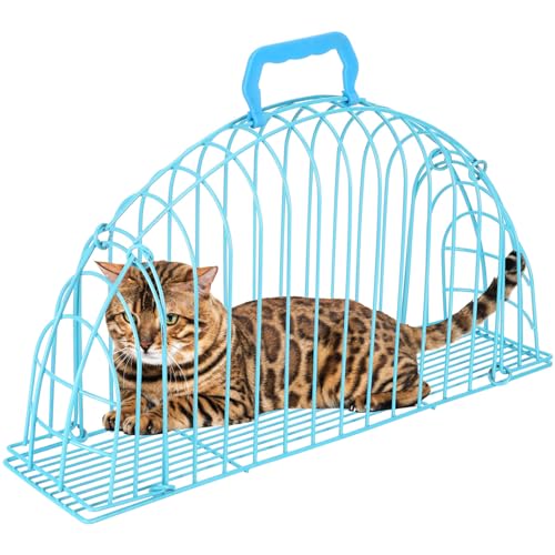 POPETPOP Blowing The Cat Cage Wiederverwendbarer Katzen-Badekäfig Katzendusche Katze Zubehör Eisen Blau Mesh Haustier Verschleißfest Katze Duschkäfig Katzennagel Trimmen Käfig Praktischer Katzenkäfig Mesh Katzenkäfig von POPETPOP