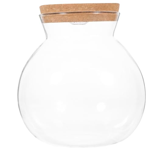 POPETPOP Deckel Runde Wasserpflanzen Vase Weihnachten Gastgeschenk Halter Micro mit Glasflasche Terrarium Weiß Tank Globe Anzuchtdisplay Glas Desktop Aquarium Klar Pflanzen Wasserdekoration von POPETPOP