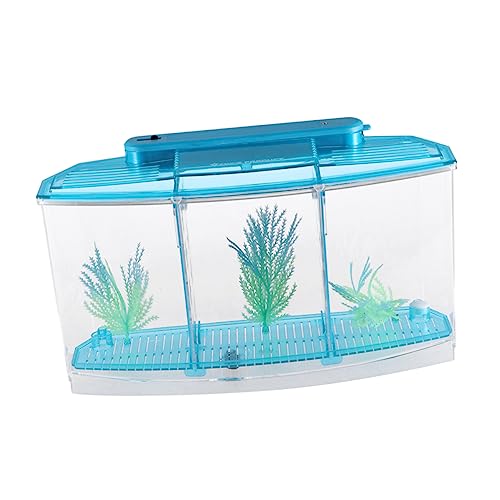 POPETPOP Desktop-Aquarium Zubehör Wasser Reiniger Reinigung Deckel Mini Luft Tank Vakuum Netz Aquarium aufzuchtfutter Fische fischpfannen Home Decor Home Dekoration Blue von POPETPOP