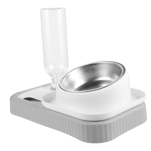 POPETPOP Futterautomat Für Haustiere Automatischer Wassernapf Für Hunde Automatischer Wasserspender Für Hunde Futterautomat Nassfutter Für Katzen Slow Feeder Hundenapf Light Grey Plastik von POPETPOP