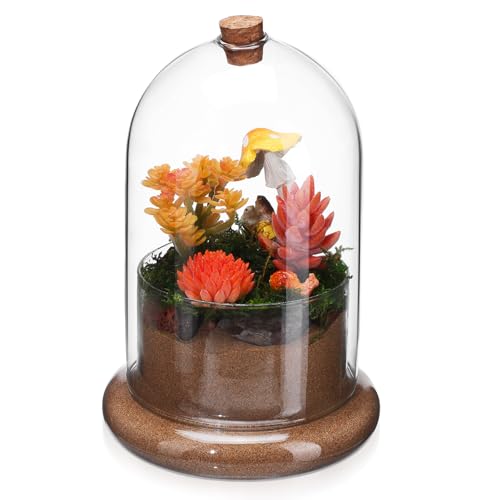 POPETPOP Glaskuppel Mit Sockel: Glaspflanzen-Cloche Glaskuppel Mit Luftloch Glas-Terrarium-Pflanzgefäß Für Tischdekoration von POPETPOP