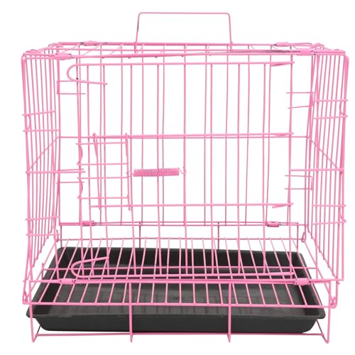 Große Hundebox Haustier Faltkäfig Faltbarer Hundekäfig Hundekäfig Kleine Metalldraht Hundebox mit Auslaufpfanne Tragbarer Haustierkäfig für Welpen Kleine Katze Kaninchen 35.0 cmx26.0 cmx34.0 cm von POPETPOP