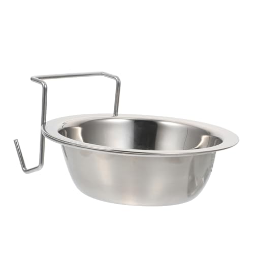 POPETPOP Hängende Schale Rutschfester Hundenapf Hundefutter Kiste Essen Haustiernapf Ständer Für Hundenapf Hündchenschüsseln Zwinger Wassernapf Spender Wasserschale Rostfreier Stahl Silver von POPETPOP