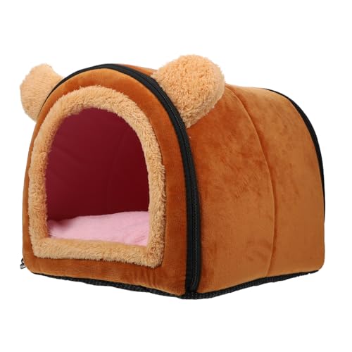 POPETPOP Hamster Baumwollnest hamsterbett haustierbett pet Bed Kleintier Kuschelhöhle haustierfeldbett Hundebett Vlies Tipi Schlafsack Haustier-Schlafbett Hamsterschlafnest Baumwolle Coffee von POPETPOP