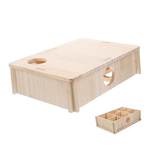 POPETPOP Dekorative Holz Hamster Hütte Meerschweinchen Ruheplatz Kleintier Versteck Sicher Holz Spielzeug von POPETPOP